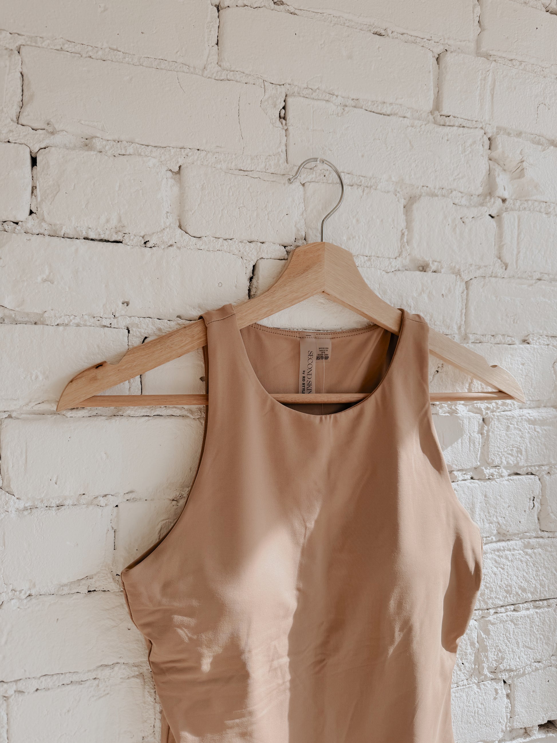 MARIA BUILT IN BRA MUSCLE TANK - ALMOND