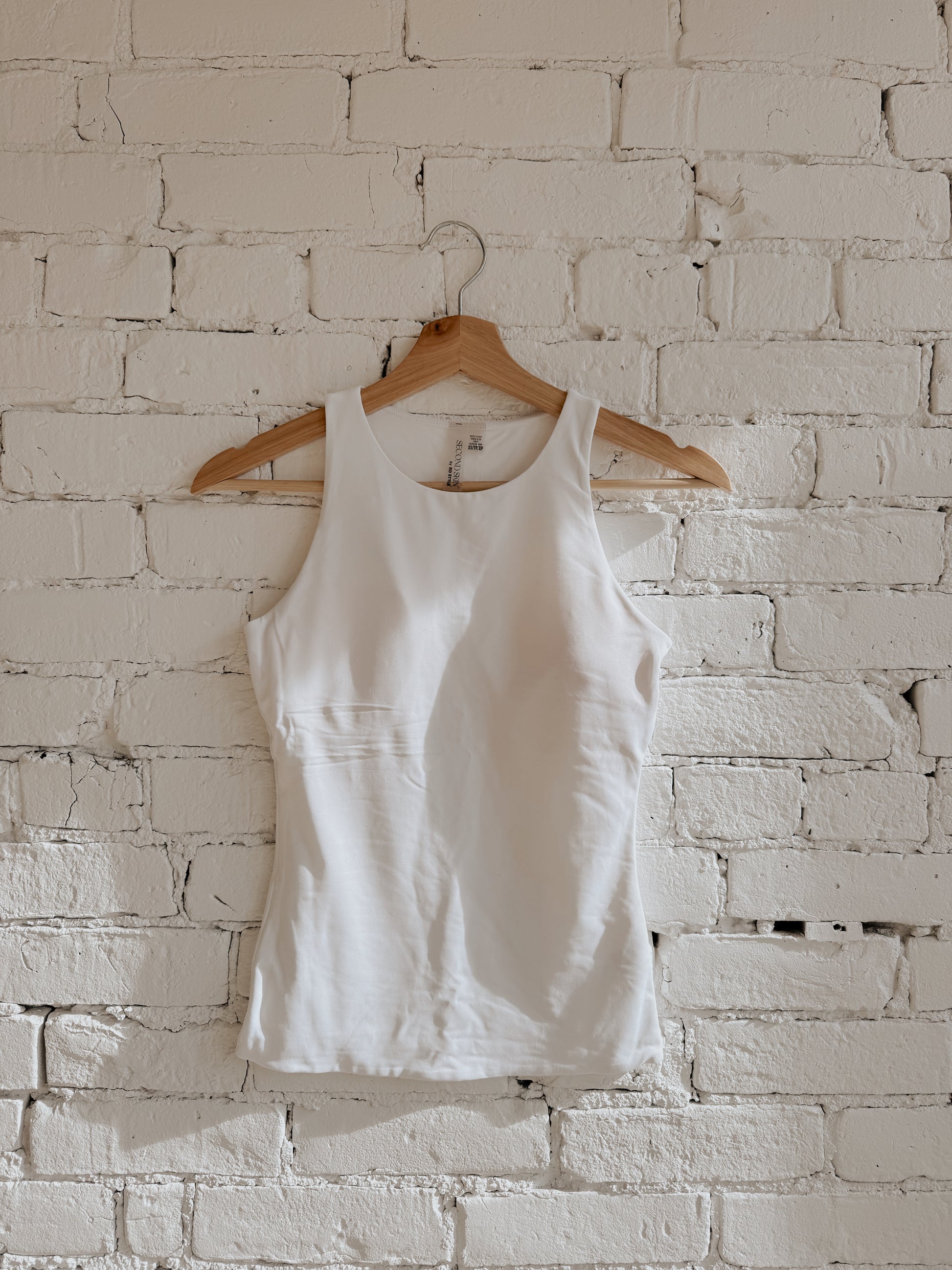 MARIA BUILT IN BRA MUSCLE TANK - WHITE