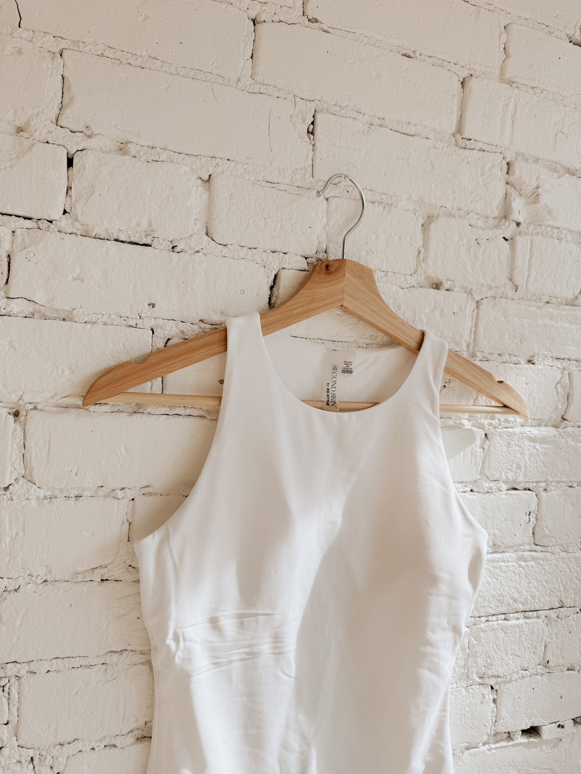 MARIA BUILT IN BRA MUSCLE TANK - WHITE