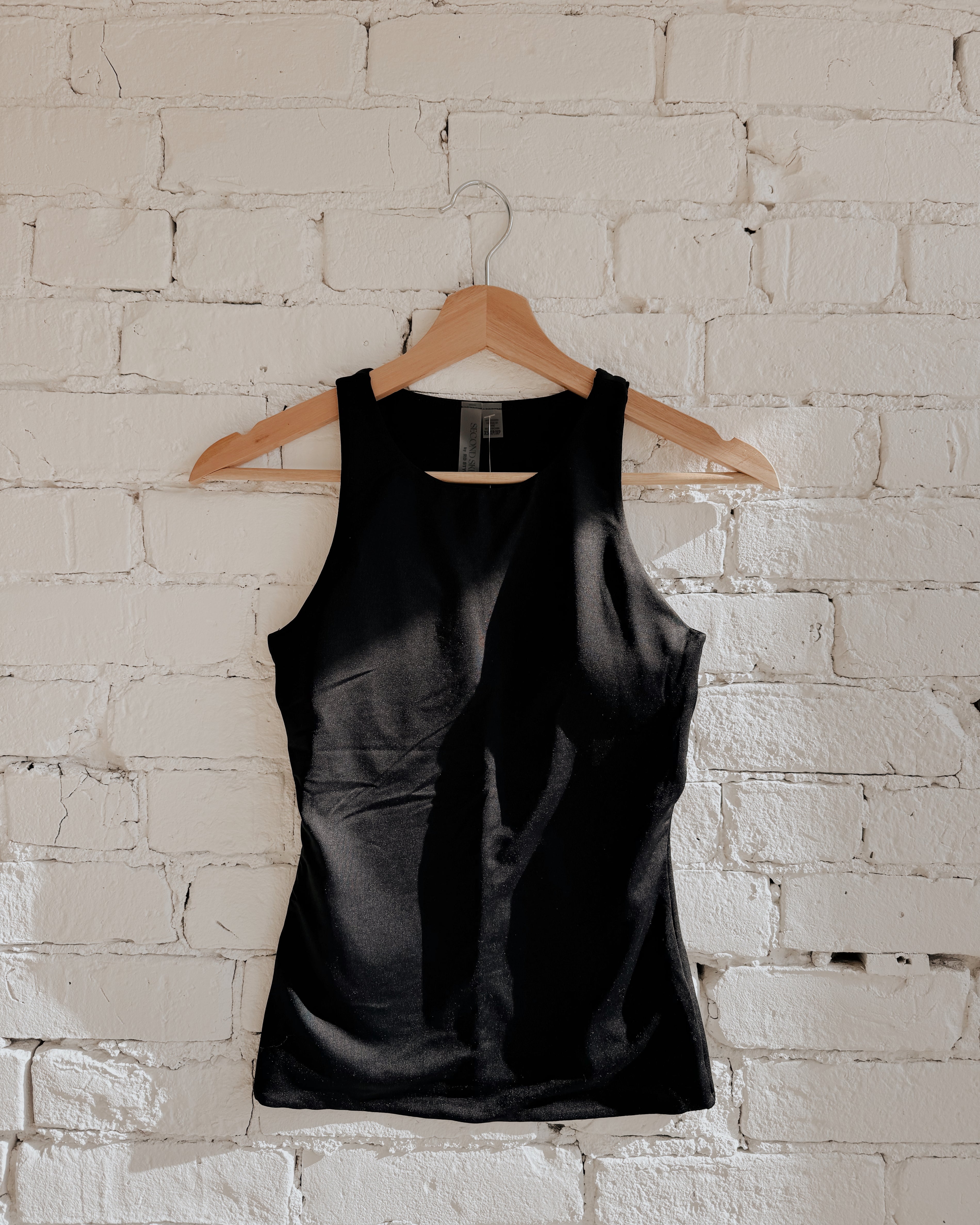 MARIA BUILT IN BRA MUSCLE TANK - BLACK