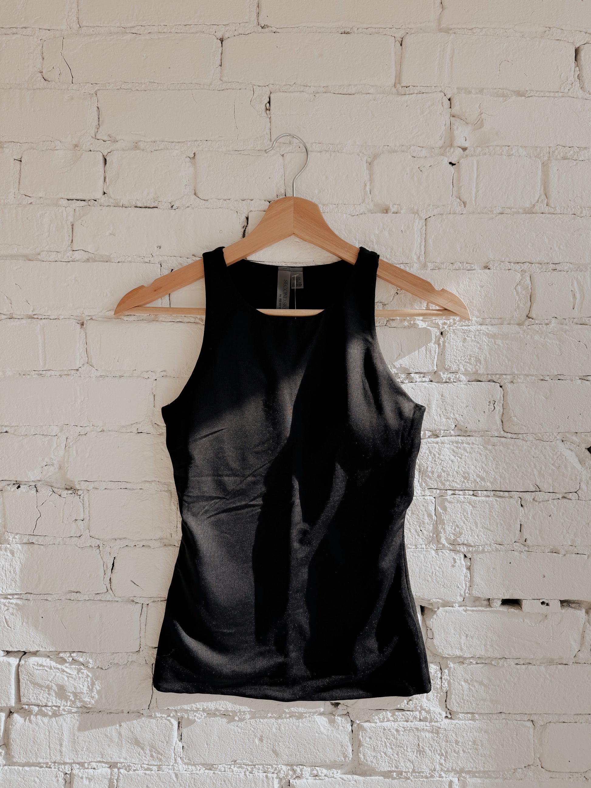 MARIA BUILT IN BRA MUSCLE TANK - BLACK