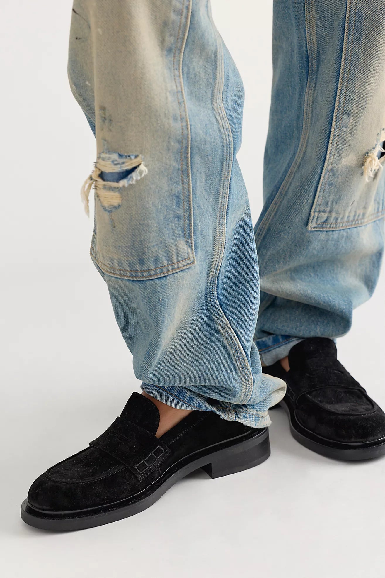 FREE PEOPLE LANA LOAFER - BLACK SUEDE