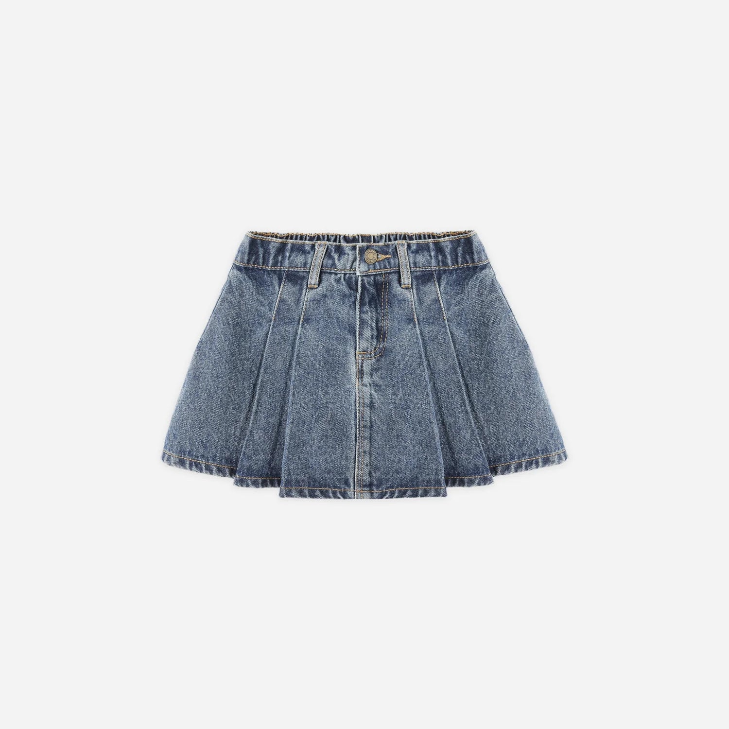 RYLEE + CRU PLEATED DENIM SKIRT - INDIGO