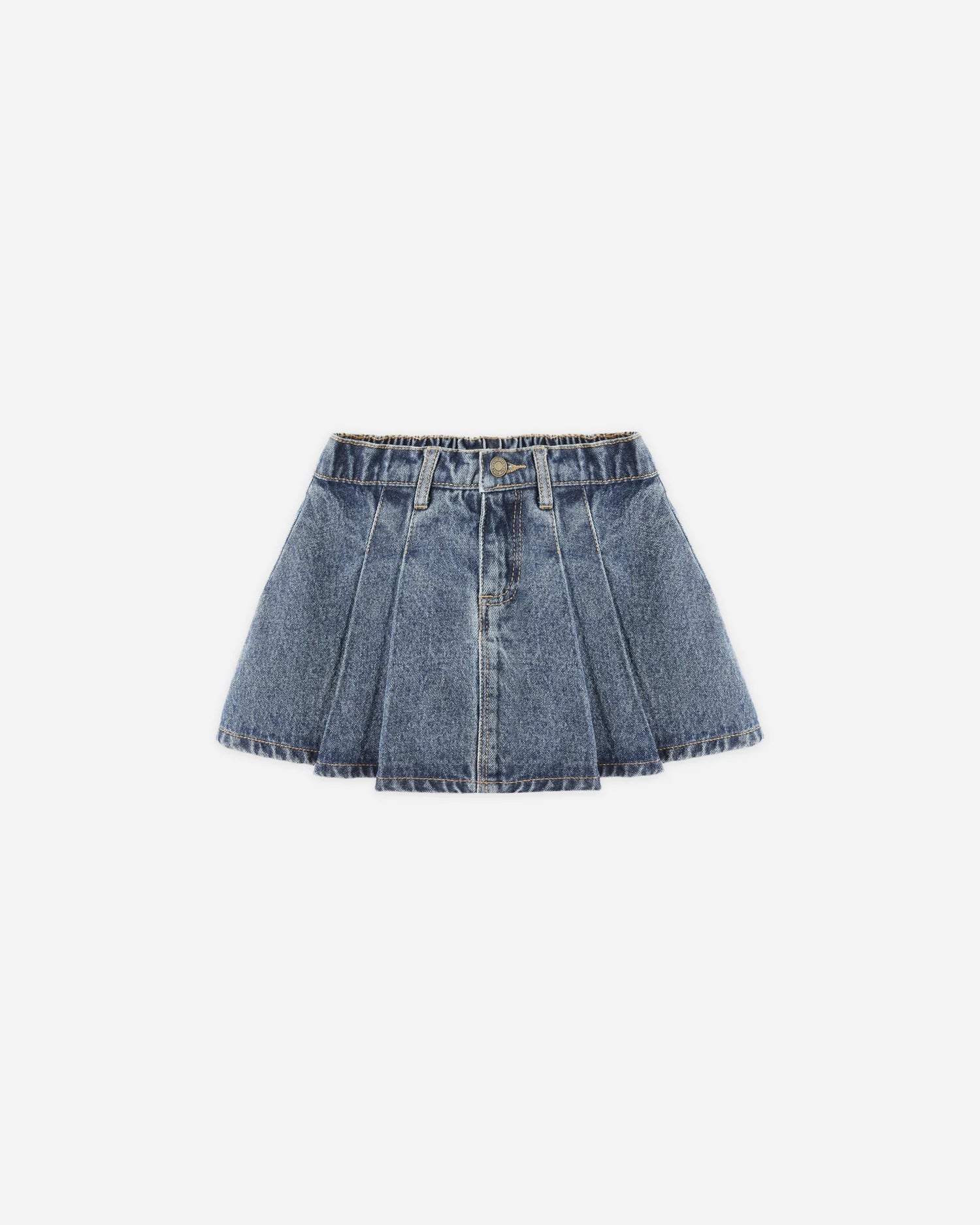 RYLEE + CRU PLEATED DENIM SKIRT - INDIGO