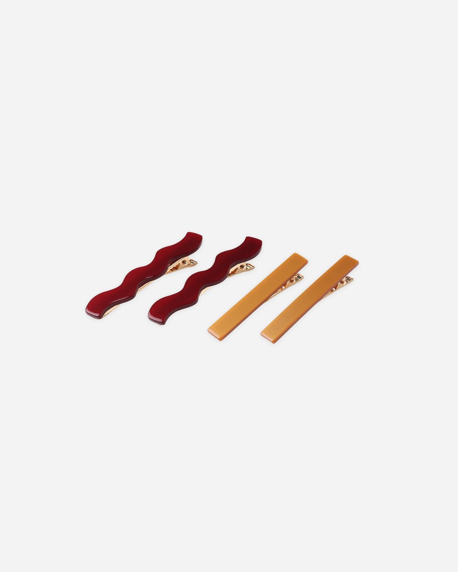 RYLEE + CRU WAVY CLIP SET - BURGUNDY + GOLDEN