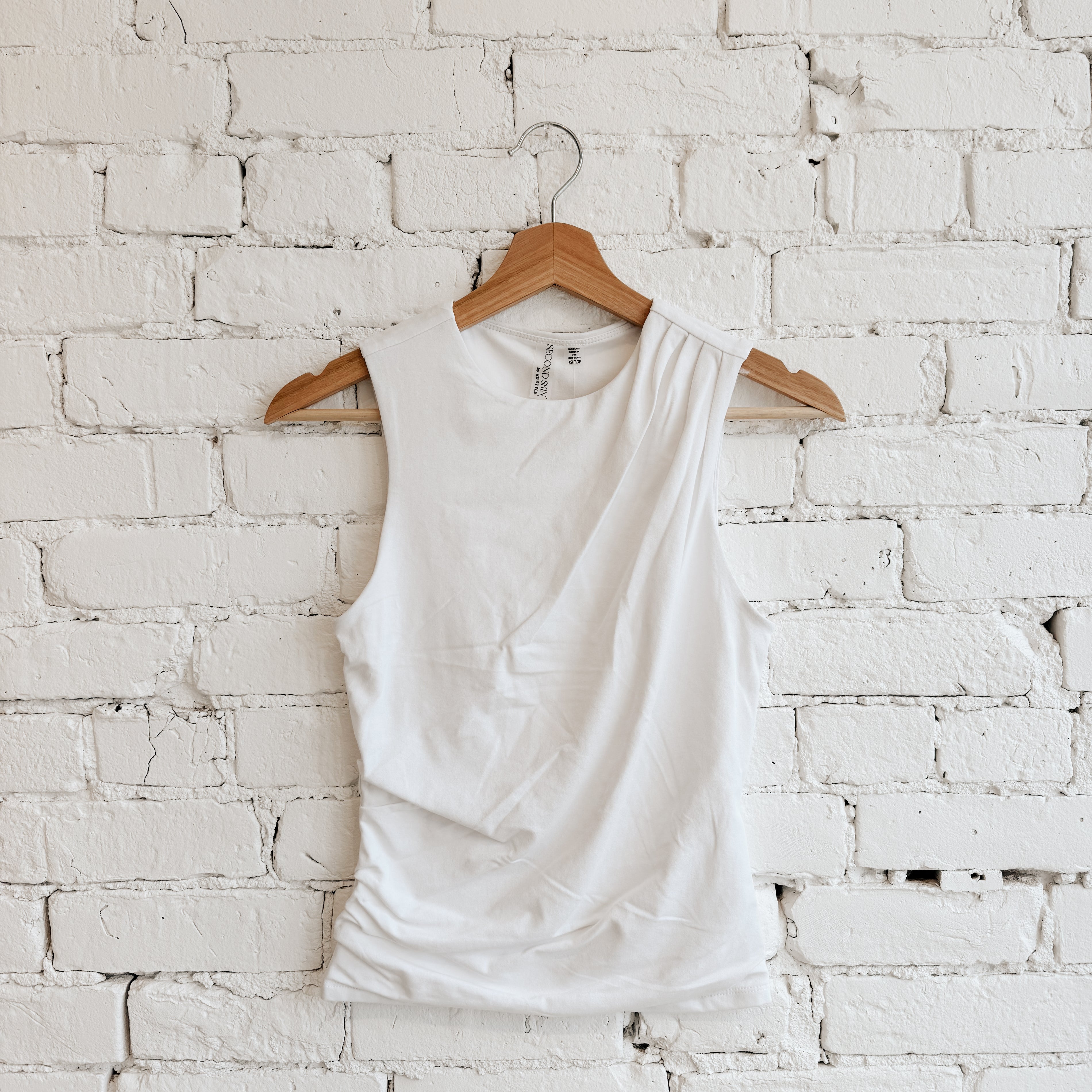 COTTON CORE RURI DRAPED TANK - WHITE