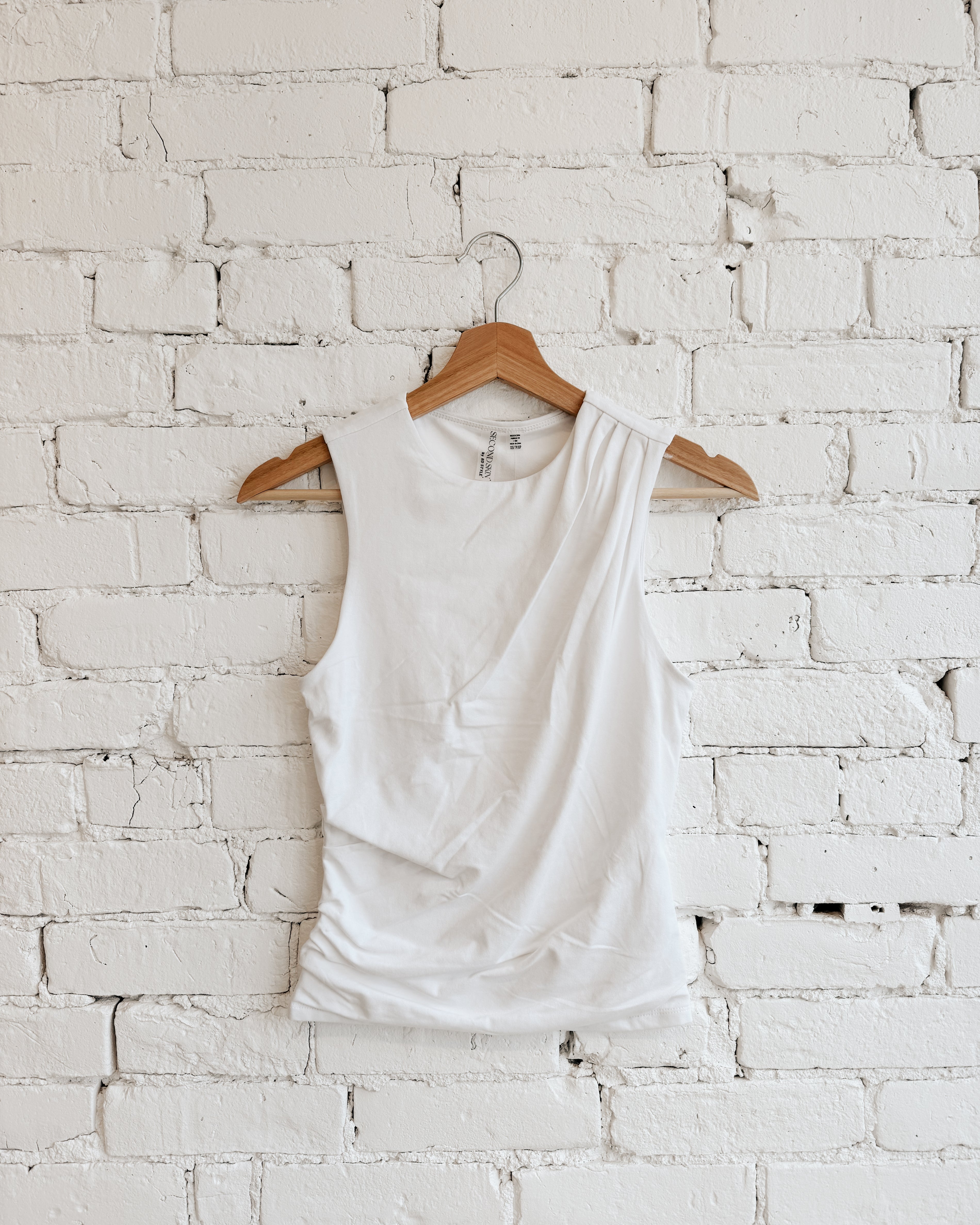 COTTON CORE RURI DRAPED TANK - WHITE