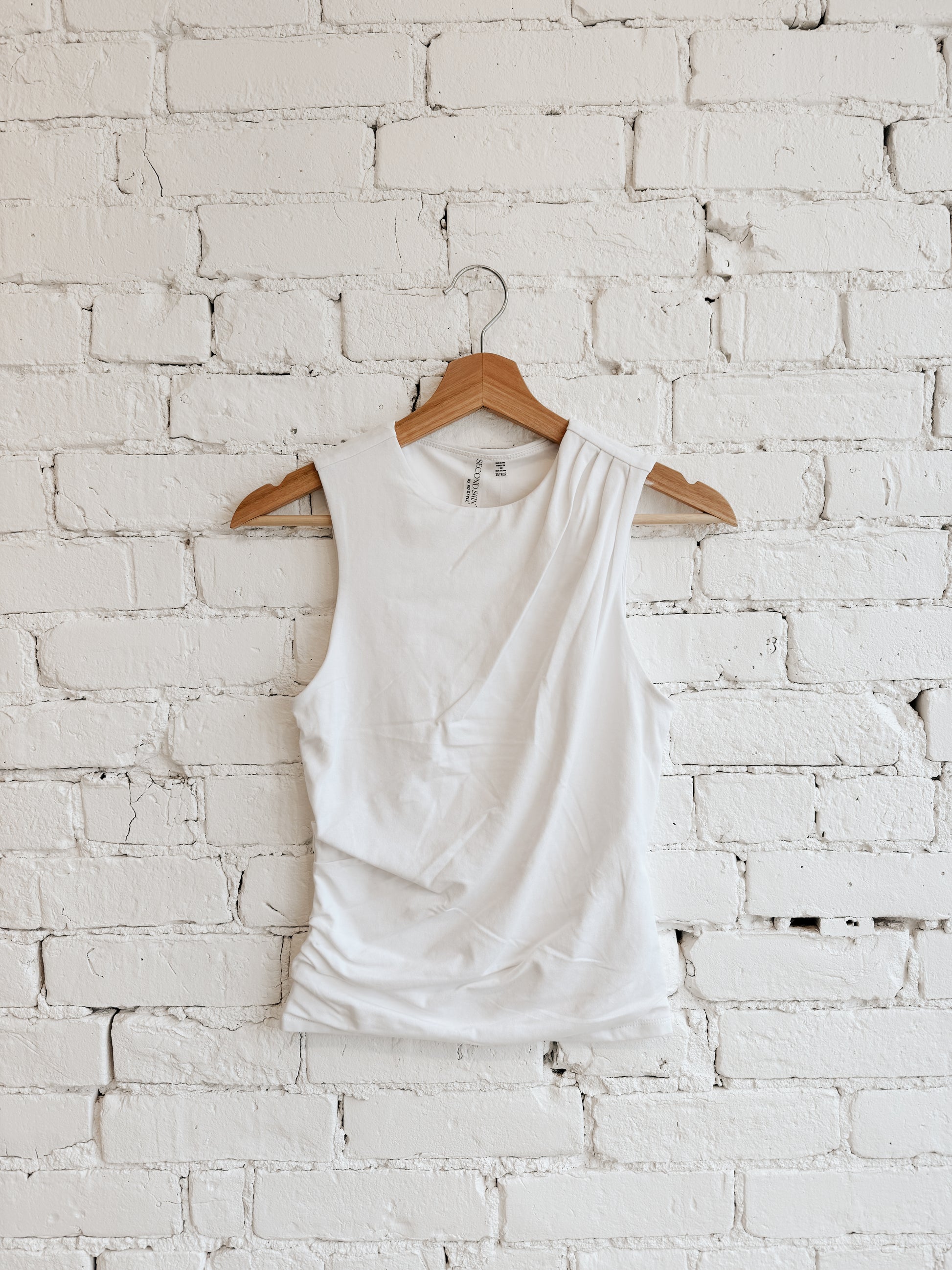 COTTON CORE RURI DRAPED TANK - WHITE