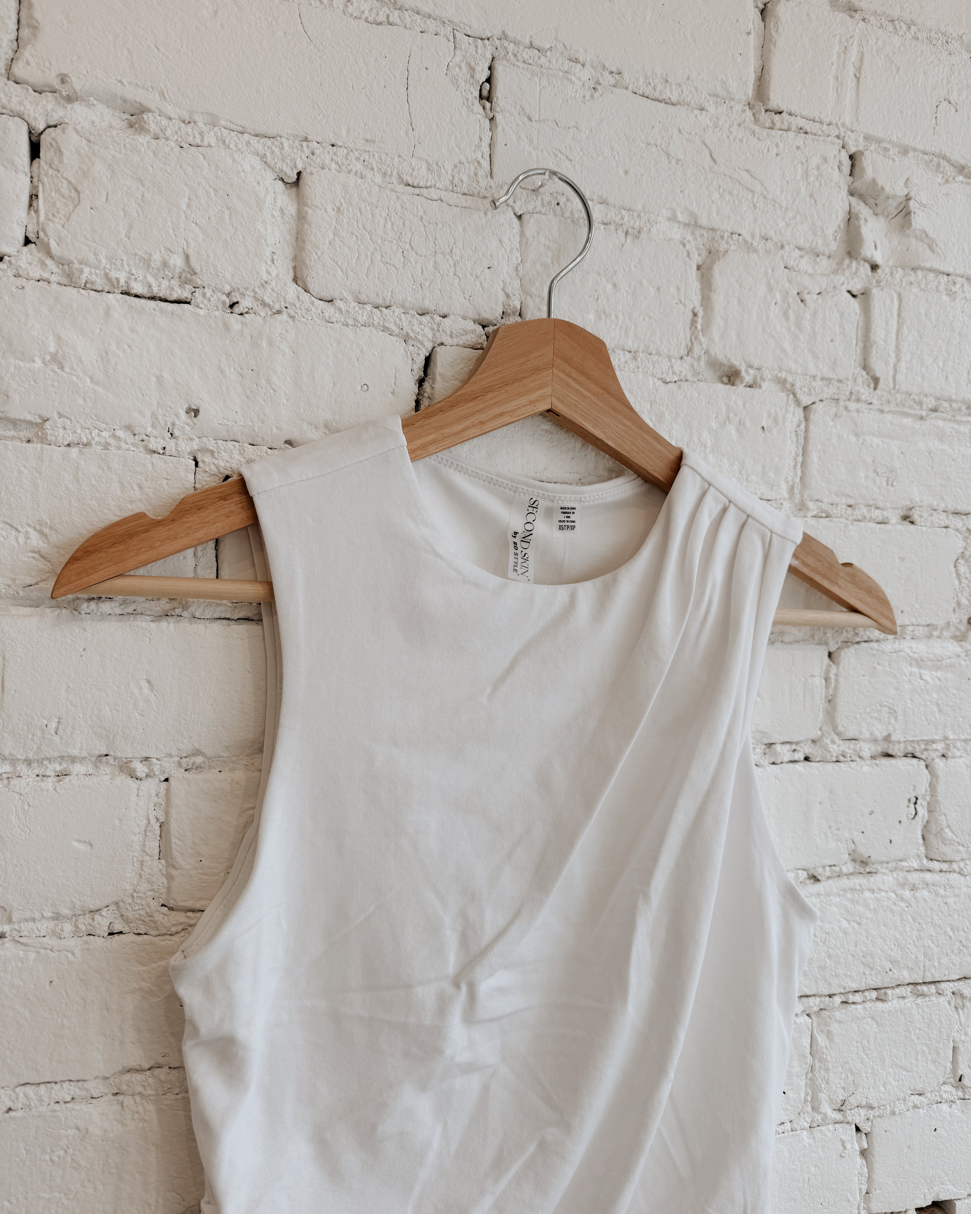 COTTON CORE RURI DRAPED TANK - WHITE