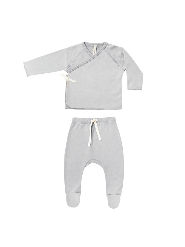 QUINCY MAE WRAP TOP + FOOTED PANT SET - CLOUD