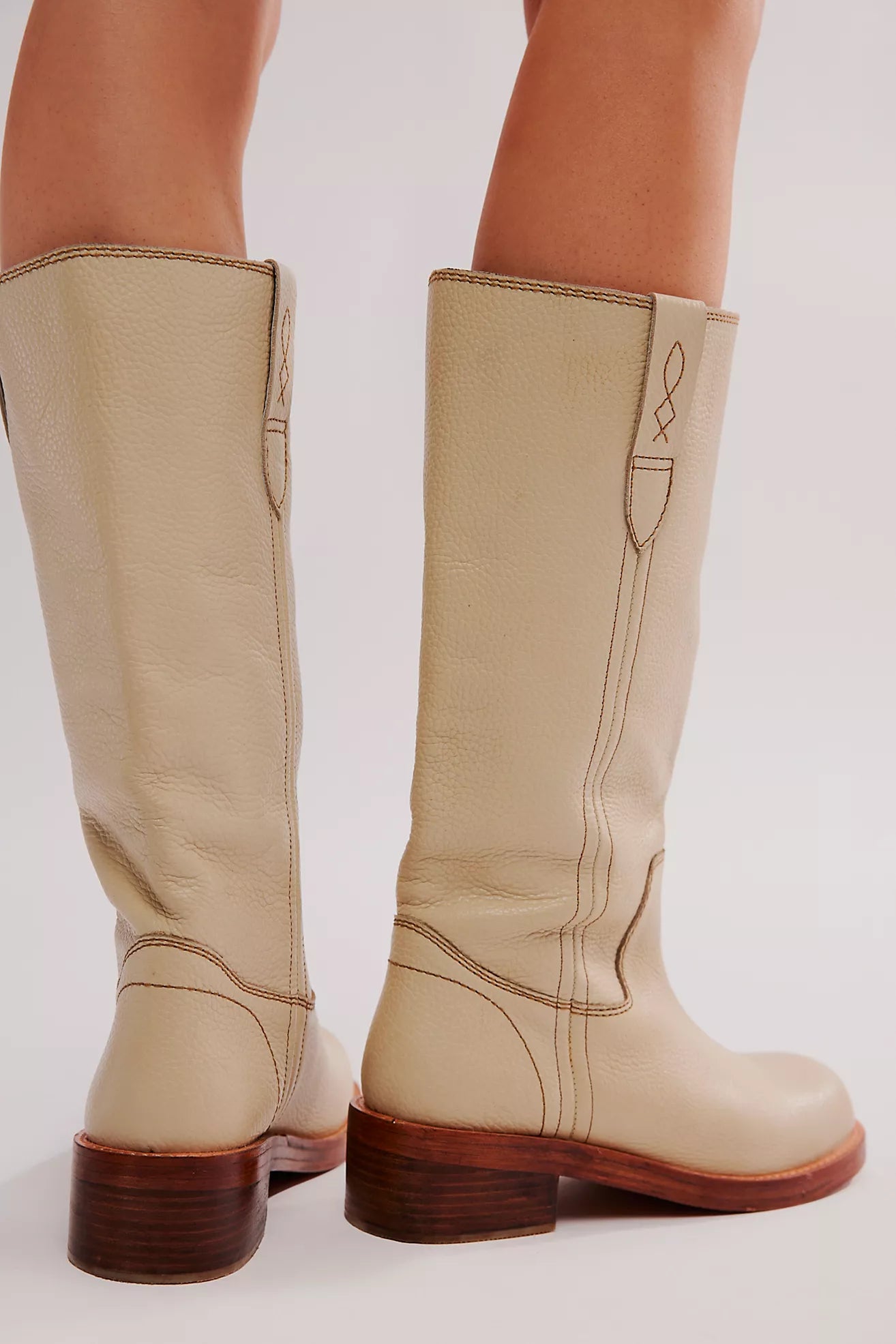 FREE PEOPLE BLAZE PULL-ON BOOTS - PARCHMENT LEATHER