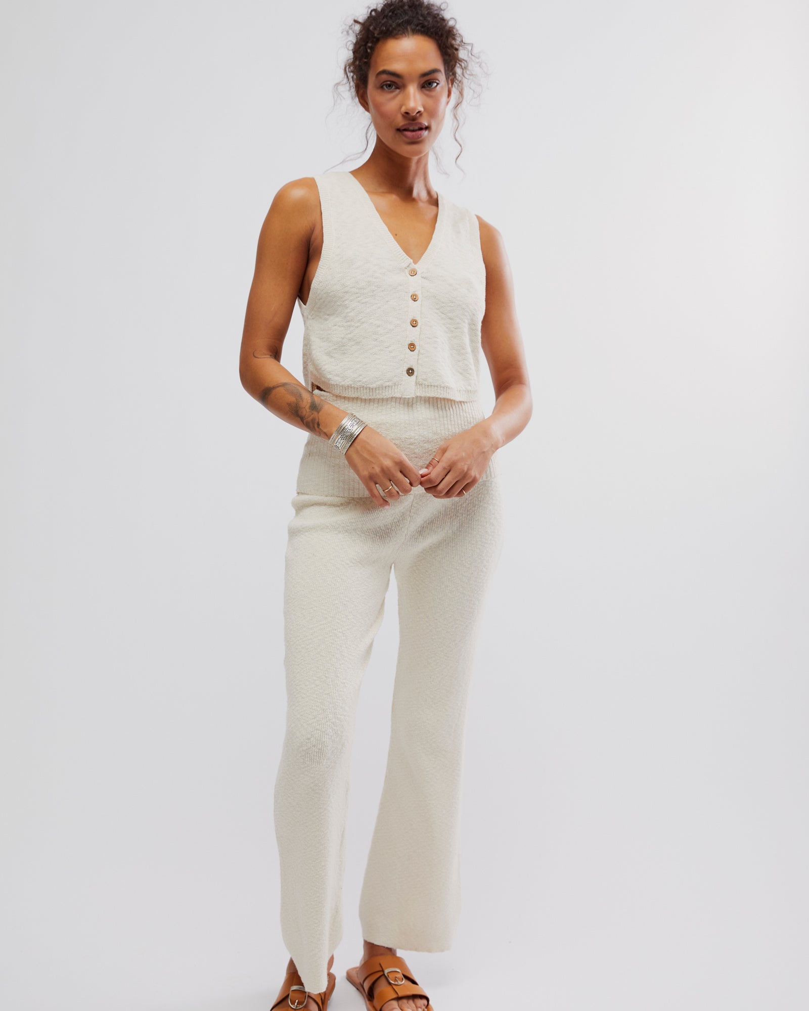 FREE PEOPLE RUBY SWEATER PANT SET - RAW WHITE