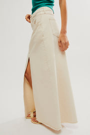 FREE PEOPLE COME AS YOU ARE MAXI DENIM SKIRT - IVORY