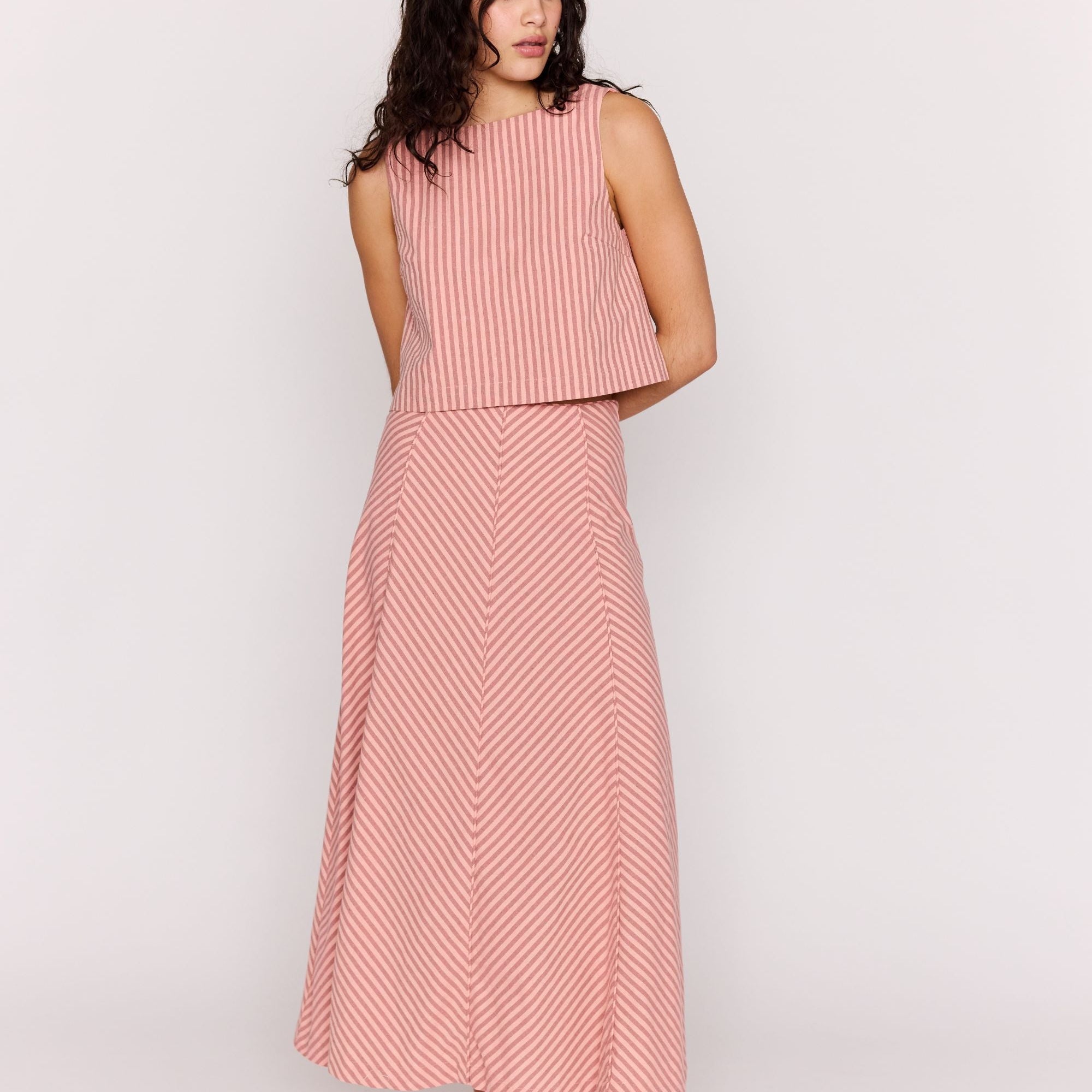 MP PALOMA PANELLED MAXI SKIRT - PINKSTRIPE
