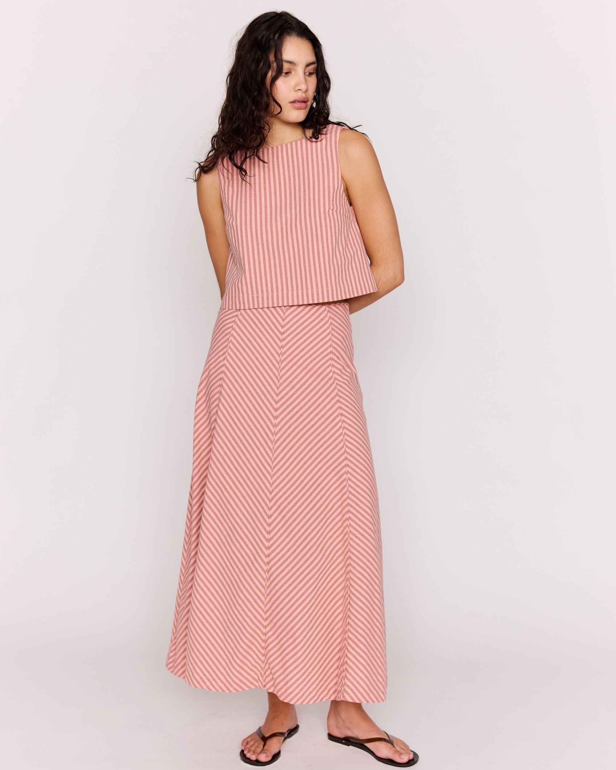 MP PALOMA PANELLED MAXI SKIRT - PINKSTRIPE