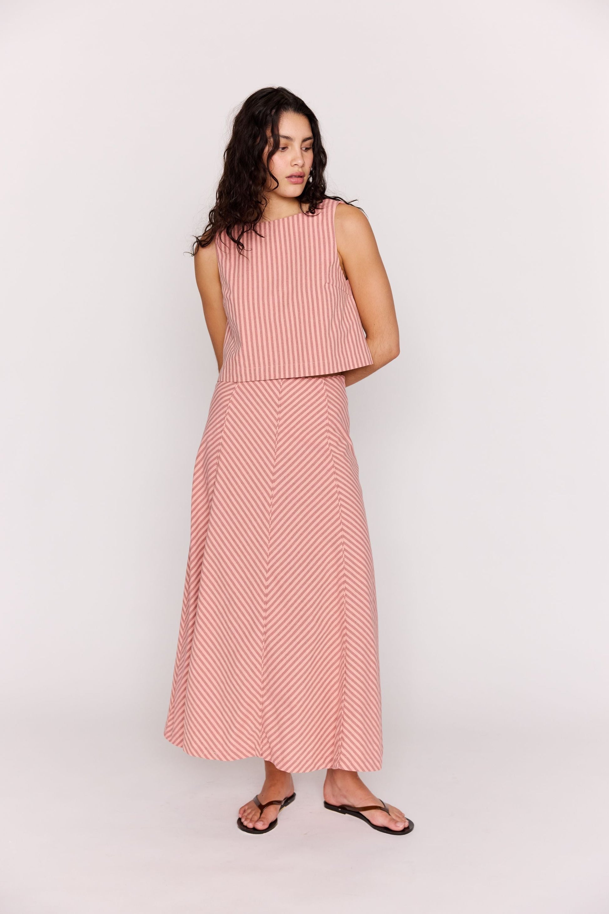 MP PALOMA PANELLED MAXI SKIRT - PINKSTRIPE