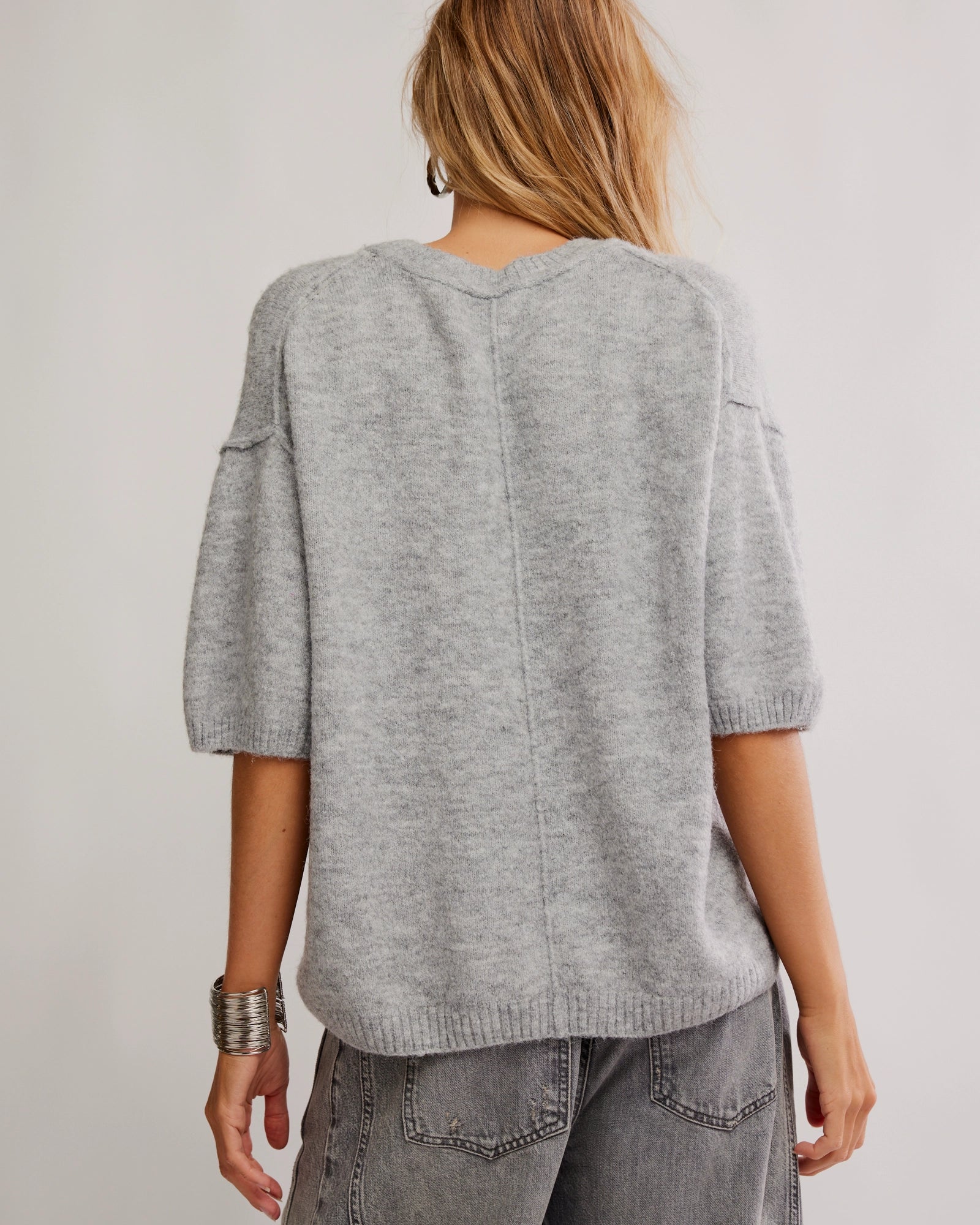 FREE PEOPLE MARGOT SWEATER - HEATHER GREY