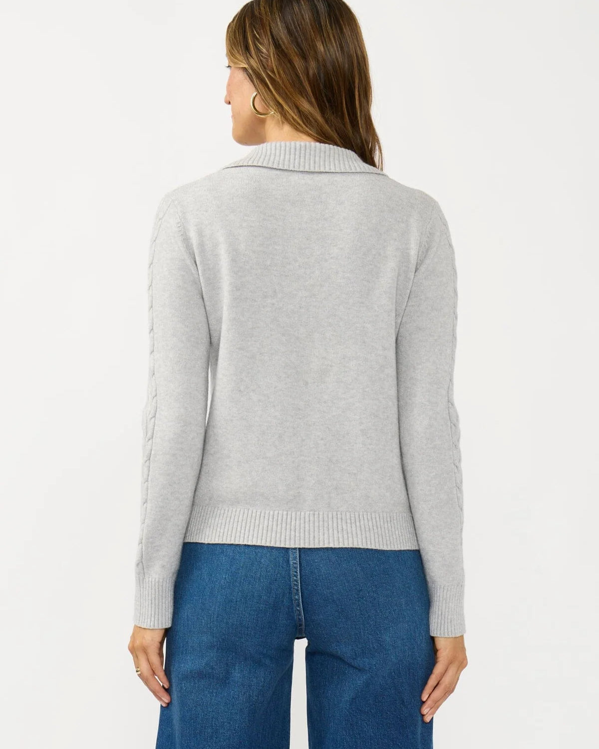 LOVESTITCH DEMI SWEATER POLO - HEATHER SILVER