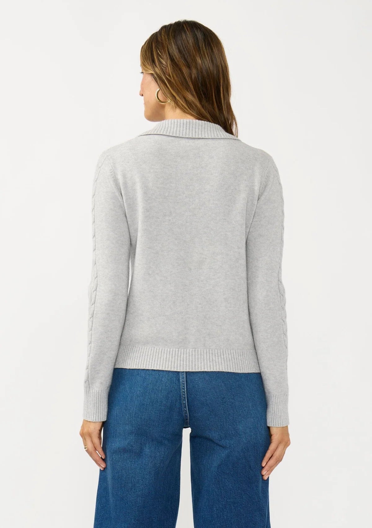 LOVESTITCH DEMI SWEATER POLO - HEATHER SILVER