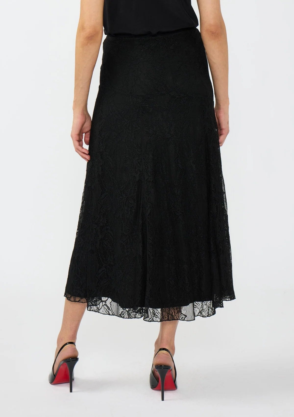 LOVESTITCH GRACE MIDI LACE SKIRT - BLACK