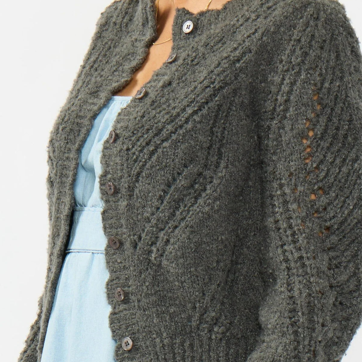 LOVESTITCH LENORE KNIT CARDIGAN - CHARCOAL
