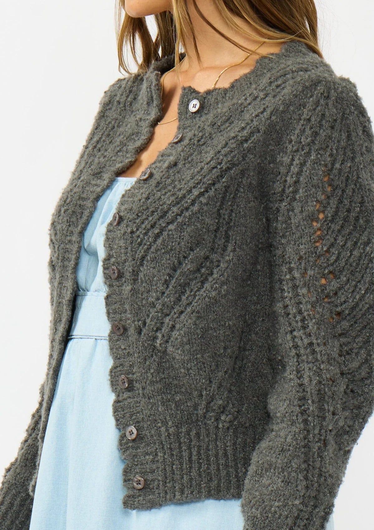LOVESTITCH LENORE KNIT CARDIGAN - CHARCOAL