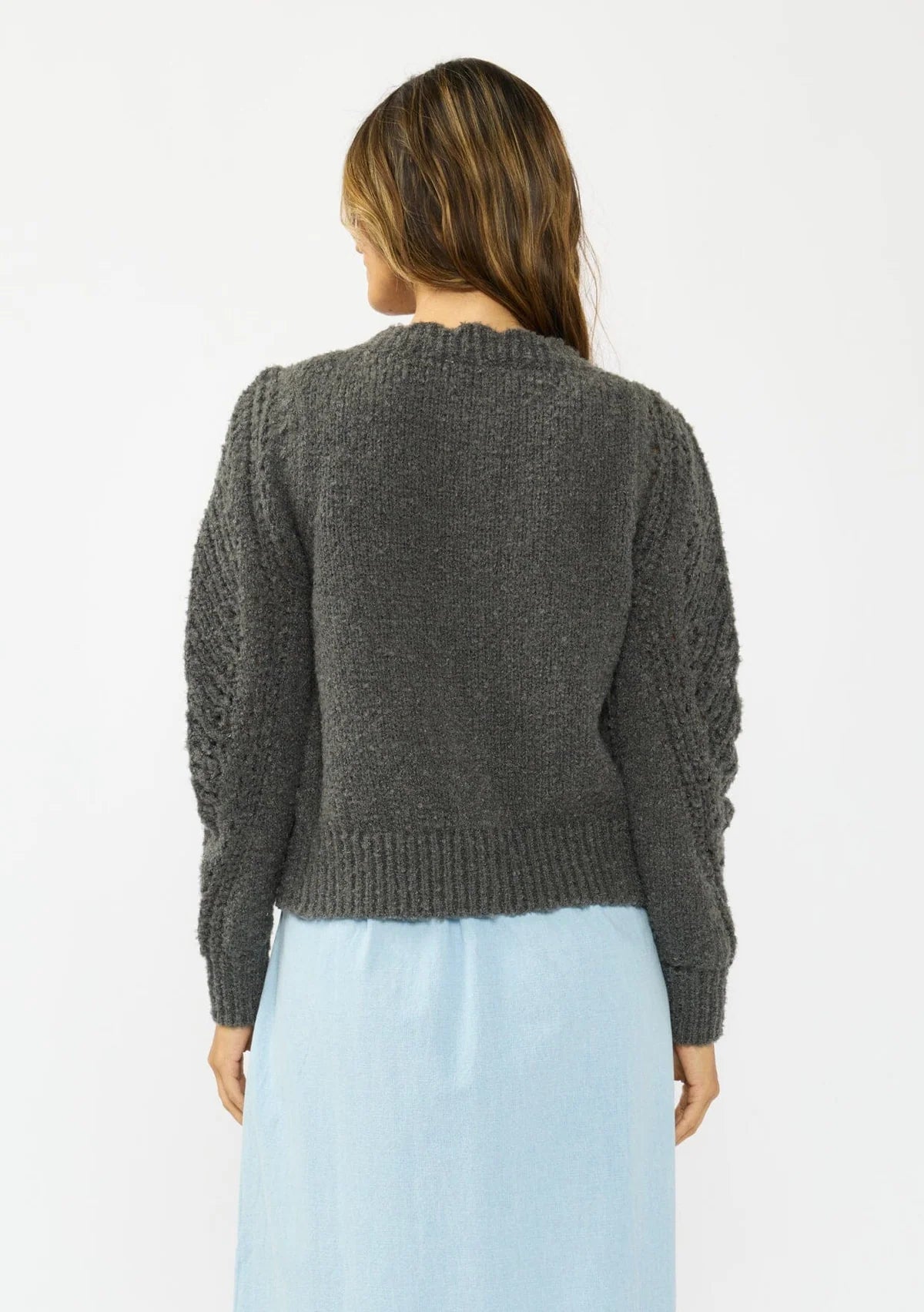 LOVESTITCH LENORE KNIT CARDIGAN - CHARCOAL