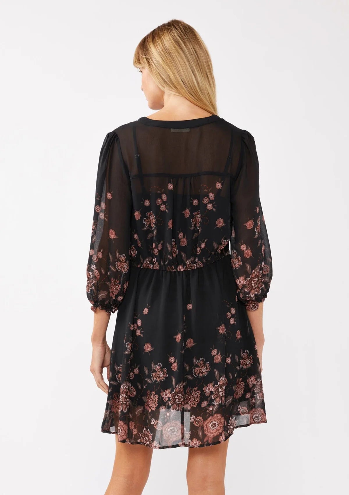 LOVESTITCH THAT MOMENT PRINTED DRESS - BLACK + DUSTY ROSE