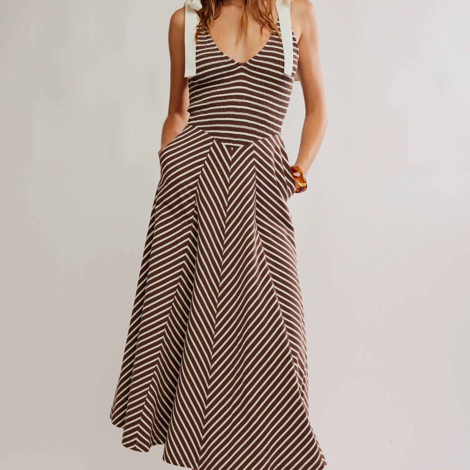 FREE PEOPLE CECELIA MIDI DRESS - COCONUT MILK