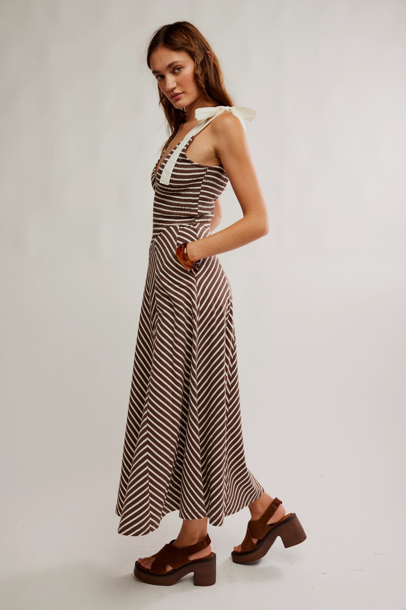 FREE PEOPLE CECELIA MIDI DRESS - COCONUT MILK