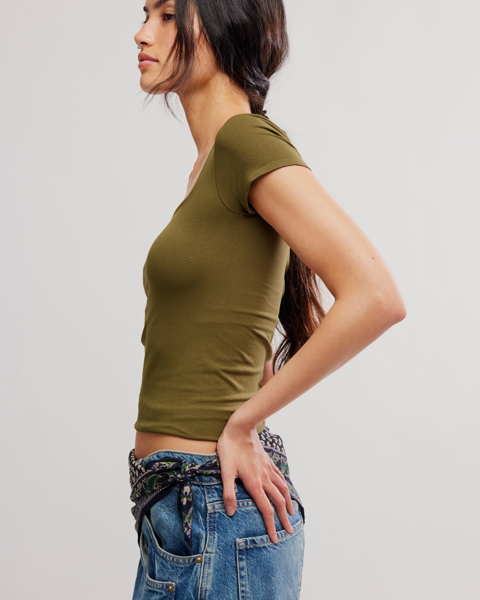 FREE PEOPLE SUNFADE CLEAN LINES BABY TEE - ADVENTURER