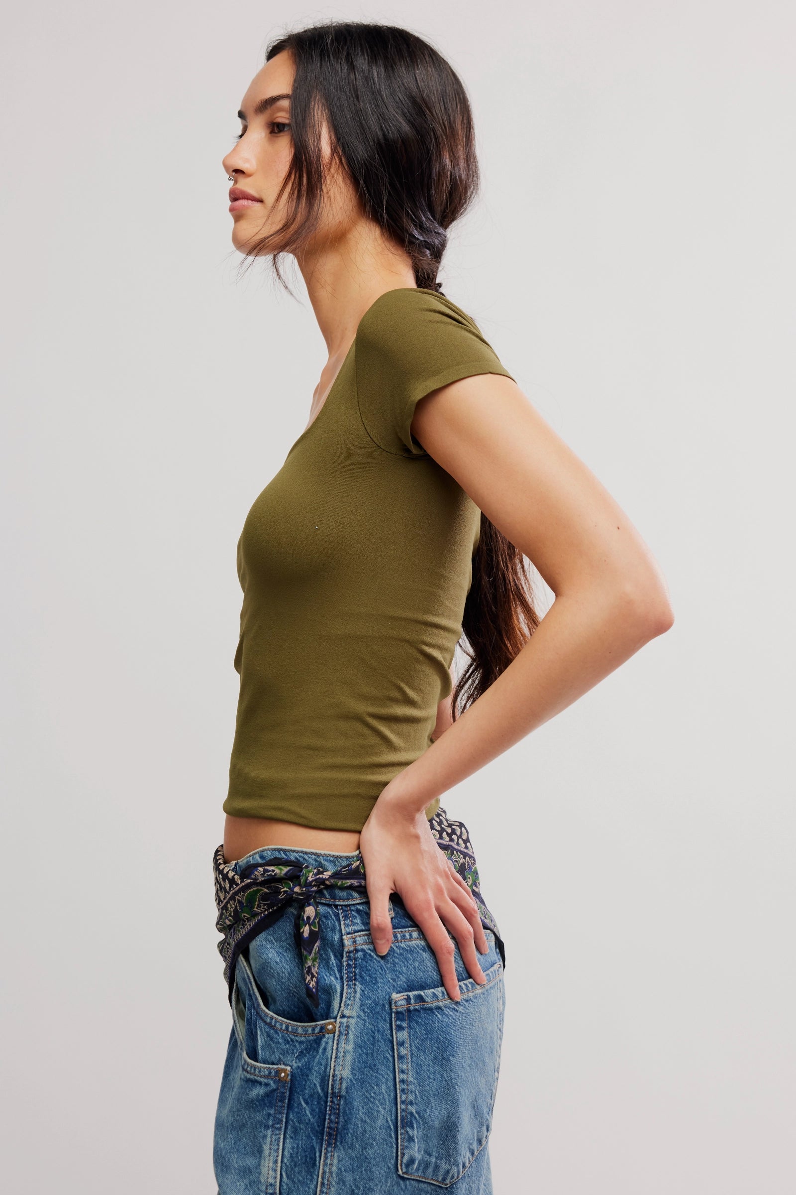 FREE PEOPLE SUNFADE CLEAN LINES BABY TEE - ADVENTURER