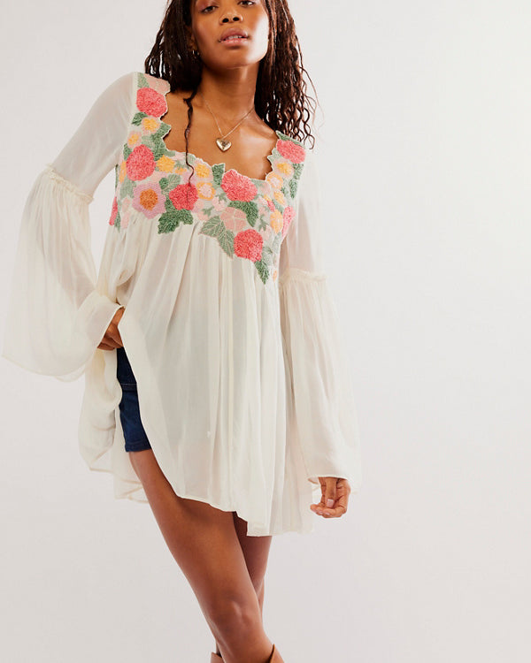 FREE PEOPLE MADELINE TUNIC - CREAM COMBO