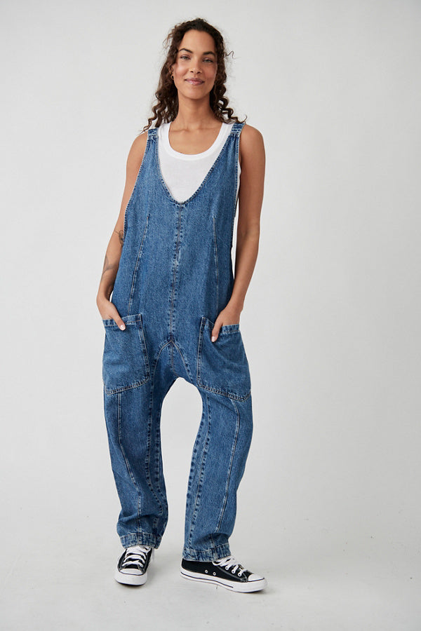 FREE PEOPLE HIGH ROLLER JUMPSUIT - SAPPHIRE BLUE - LAST SIZE S