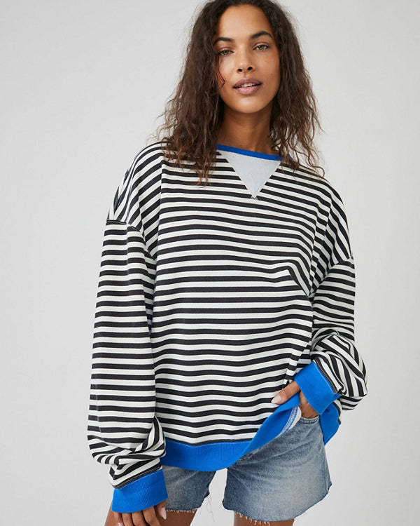 FREE PEOPLE CLASSIC STRIPED CREW - BLACK COMBO