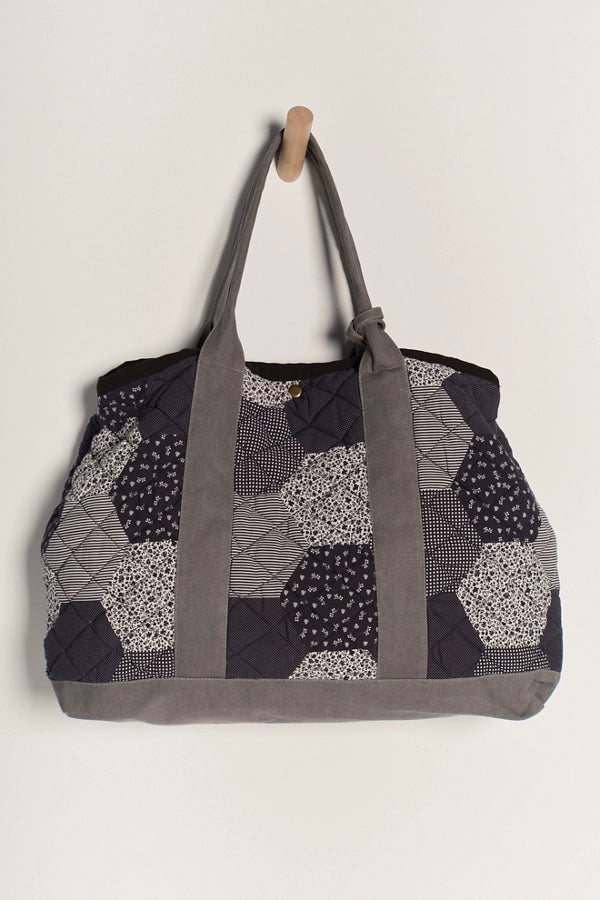 FREE PEOPLE PIPPA PATCHWORK TOTE - BLUE COMBO