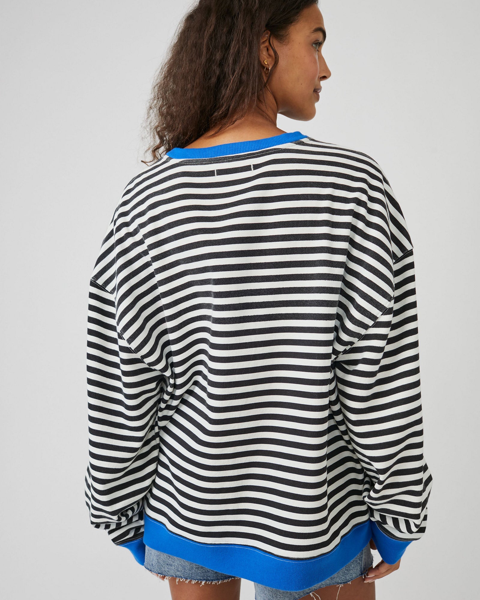 FREE PEOPLE CLASSIC STRIPED CREW - BLACK COMBO