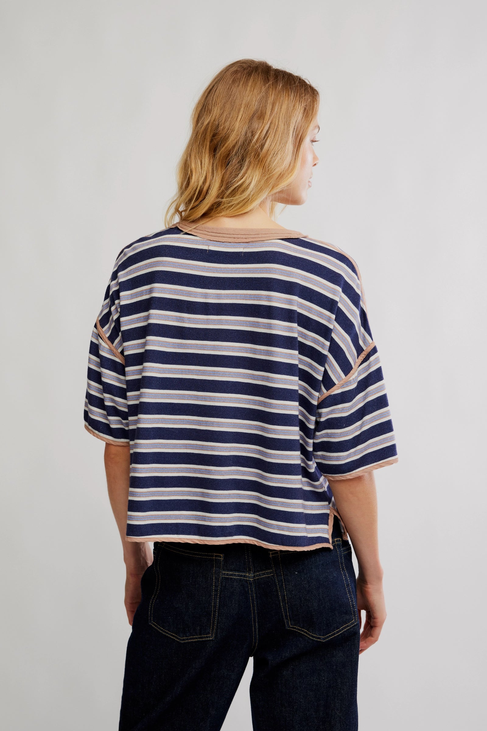 FREE PEOPLE RUGBY TEE - NAVY COMBO