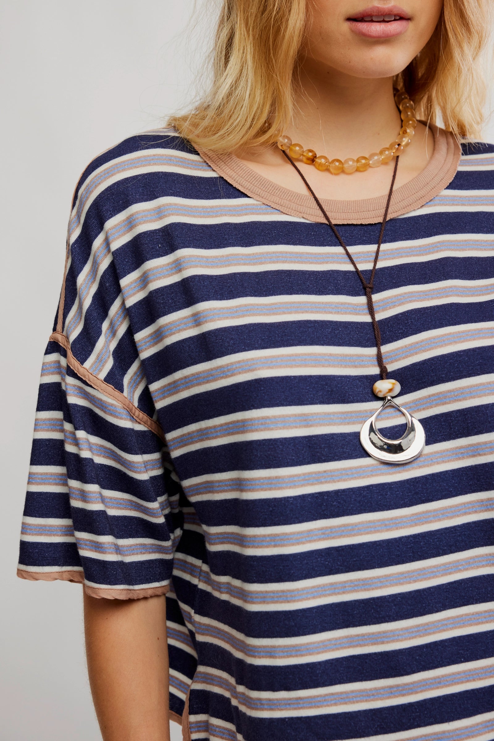 FREE PEOPLE RUGBY TEE - NAVY COMBO