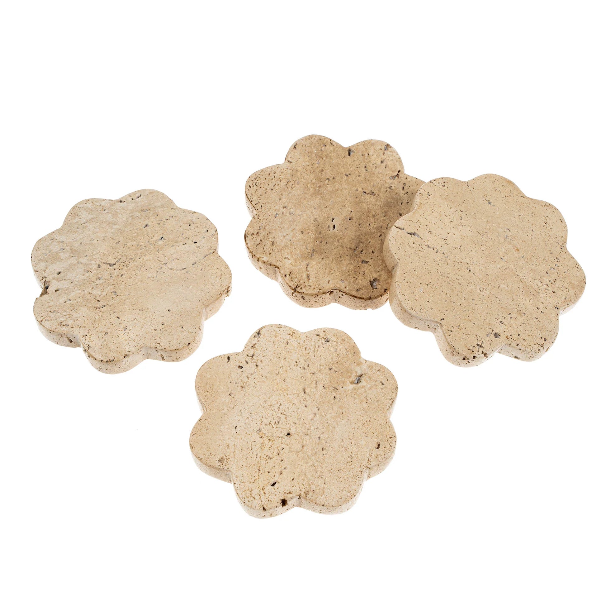 TRAVERTINE SCALLOP COASTERS S/4