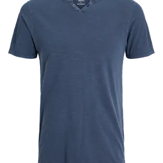 JJ SPLIT NECK TEE - NAVY BLAZER