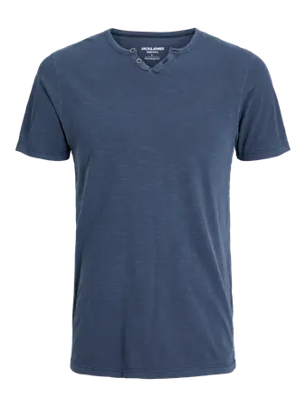 JJ SPLIT NECK TEE - NAVY BLAZER