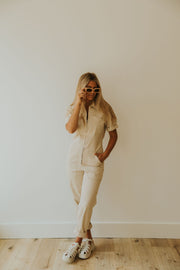 KARLIE COTTON JUMPSUIT - SANDSHELL