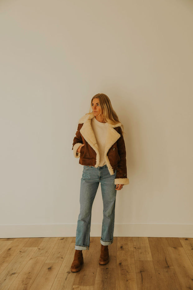 LYLVA FAUX SUEDE JACKET - TOASTED COCONUT