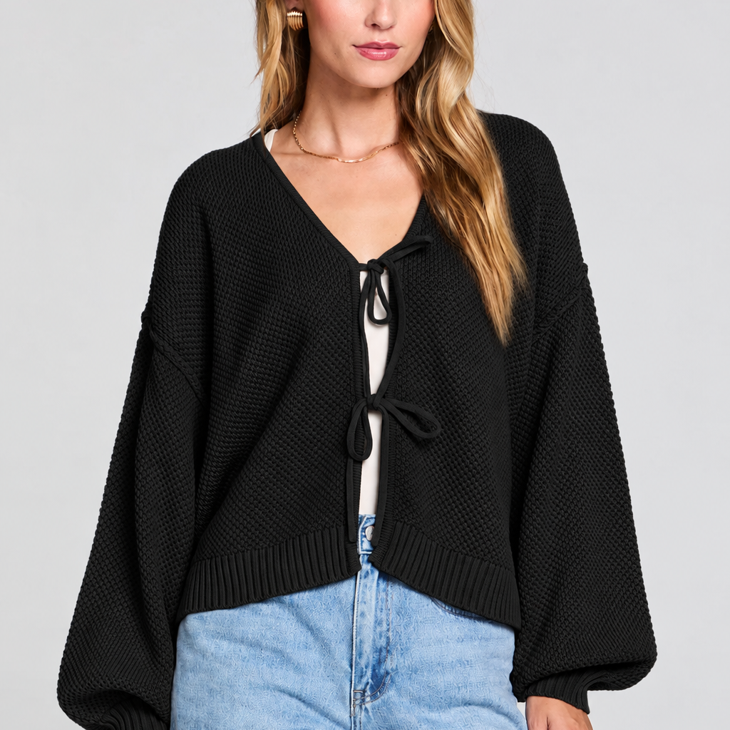 *PRE ORDER* SALTWATER LUXE ELLYN TIE CARDIGAN - BLACK