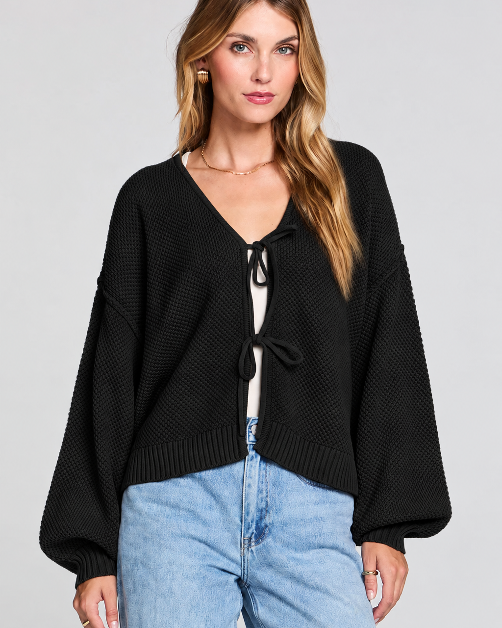 *PRE ORDER* SALTWATER LUXE ELLYN TIE CARDIGAN - BLACK