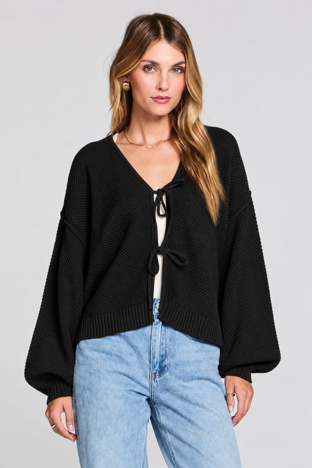 *PRE ORDER* SALTWATER LUXE ELLYN TIE CARDIGAN - BLACK
