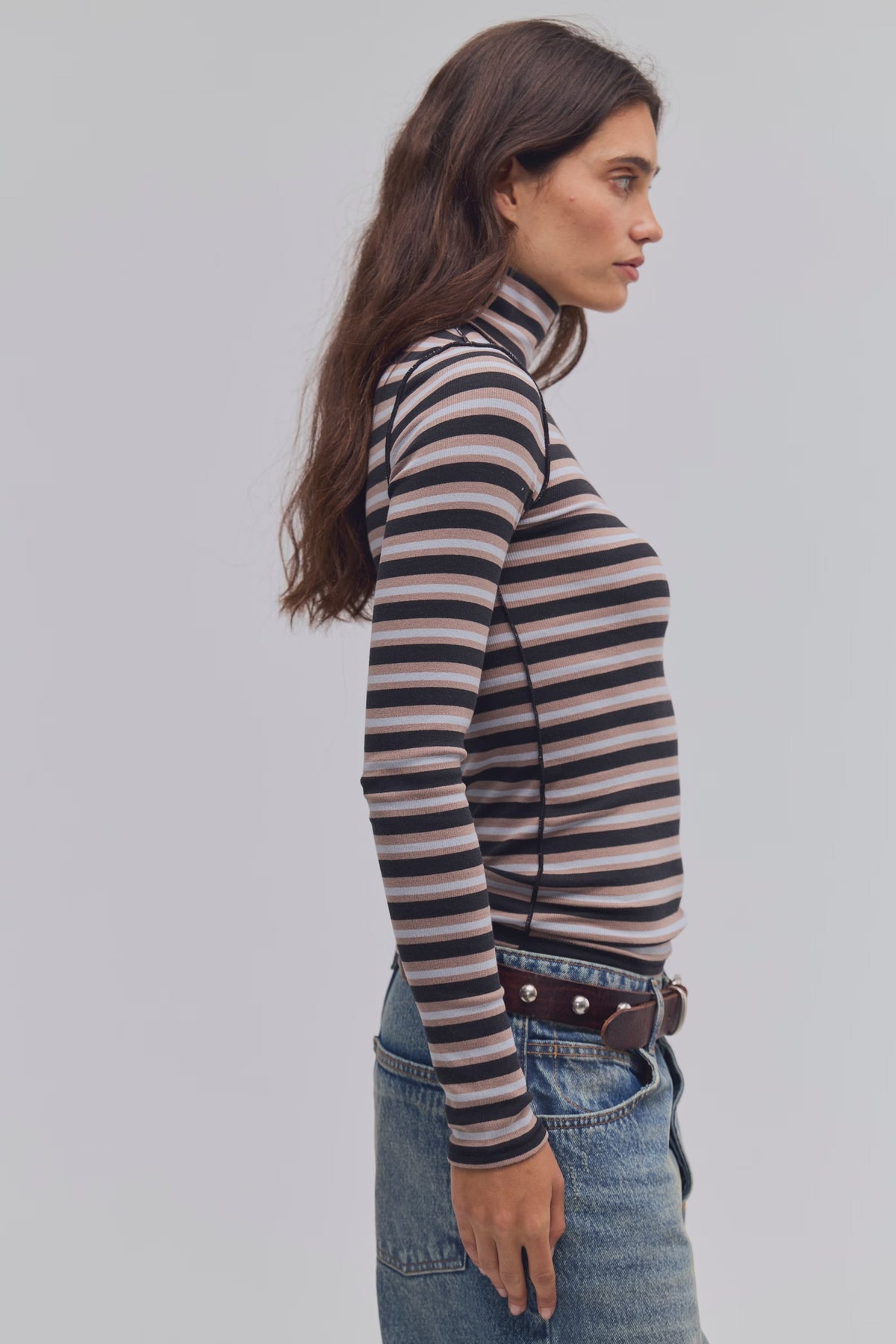 FREE PEOPLE GOOD GOOD TURTLENECK - WASHED BLACK COMBO