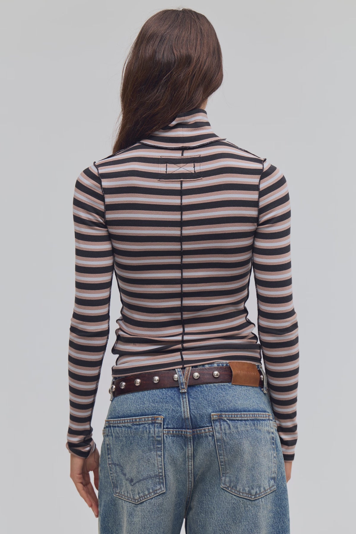 FREE PEOPLE GOOD GOOD TURTLENECK - WASHED BLACK COMBO