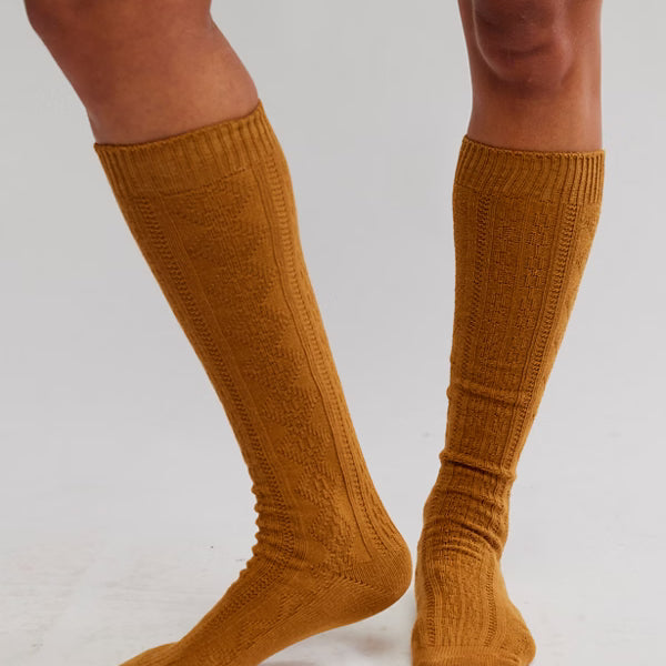 FREE PEOPLE ESSENTIAL KNEE HIGH SOCK - OCHRE